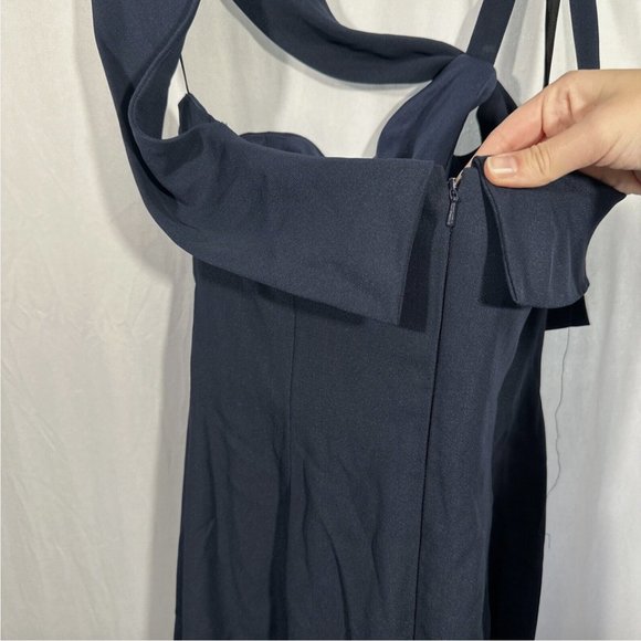 NEW $244 After Six Crepe One Shoulder Draped Trumpet Gown Midnight [ SZ 4 ] Q452 - Picture 12 of 15